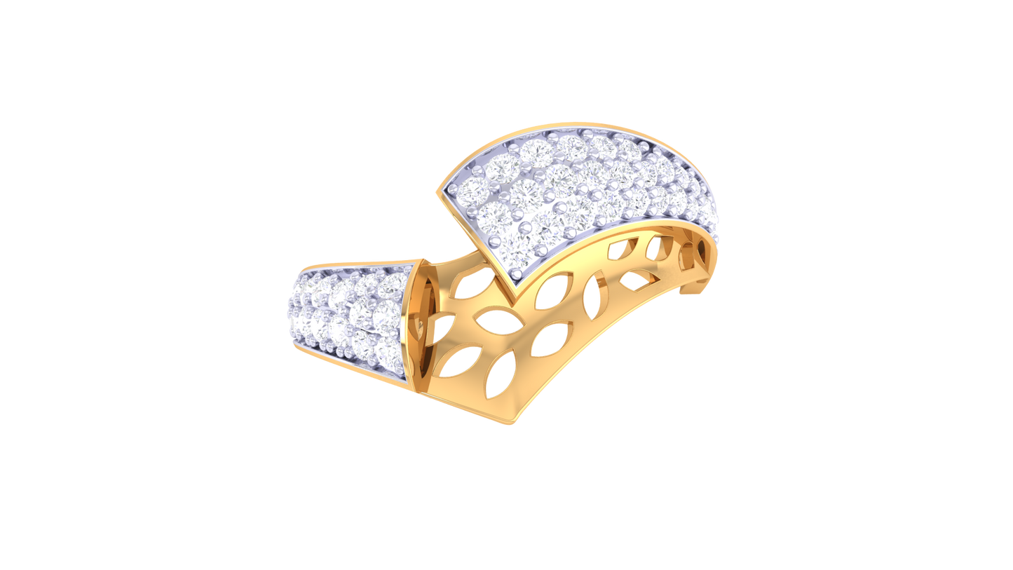 Lumiere Pave Curve Crossover Ring - 0.46 Ct Round Diamonds In Gold