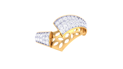 Lumiere Pave Curve Crossover Ring - 0.46 Ct Round Diamonds In Gold