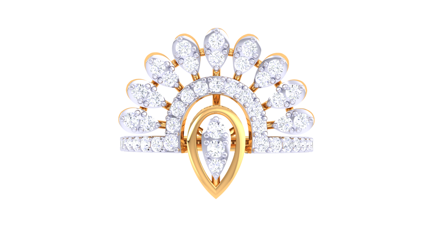 Iconique Regal Teardrop Fan Ring In Rose Gold  – 0.46 Ct Diamonds