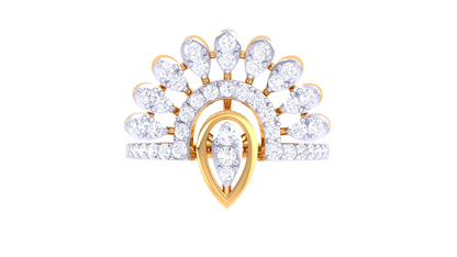 Iconique Regal Teardrop Fan Ring In Rose Gold  – 0.46 Ct Diamonds