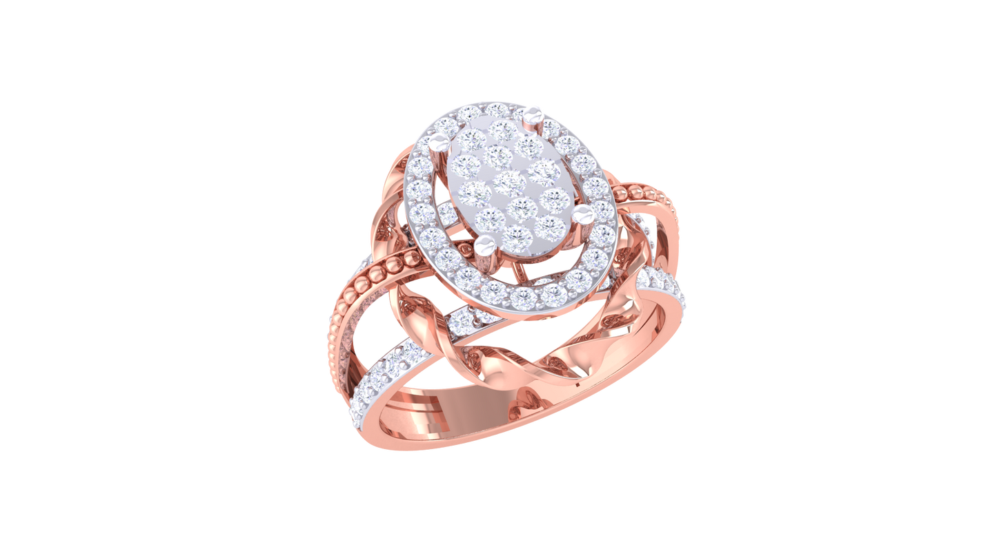 Artisan Tresse Royale – 0.72 Ct Ovel Diamond Gold Ring