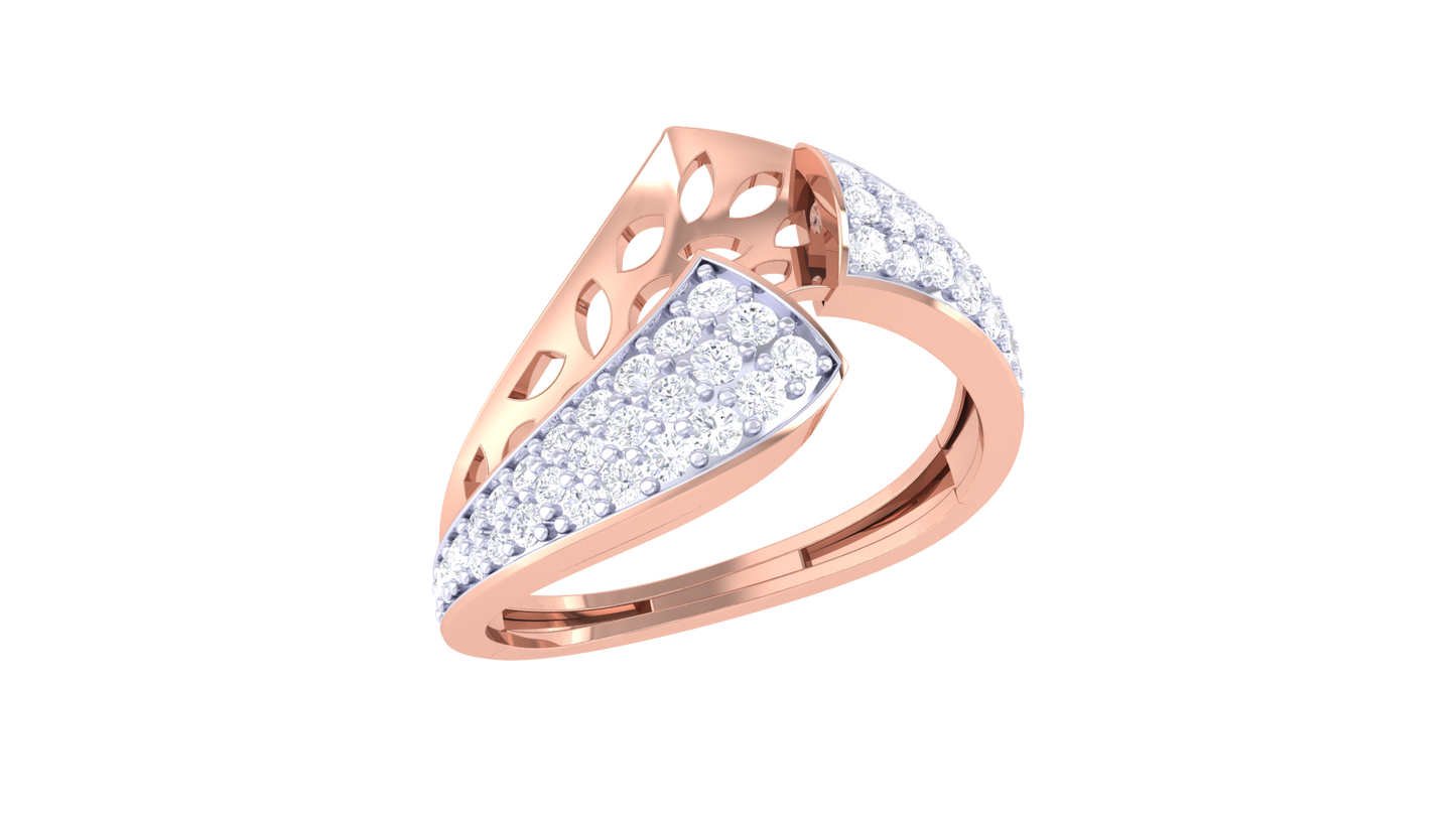 Lumiere Pave Curve Crossover Ring - 0.46 Ct Round Diamonds In Gold