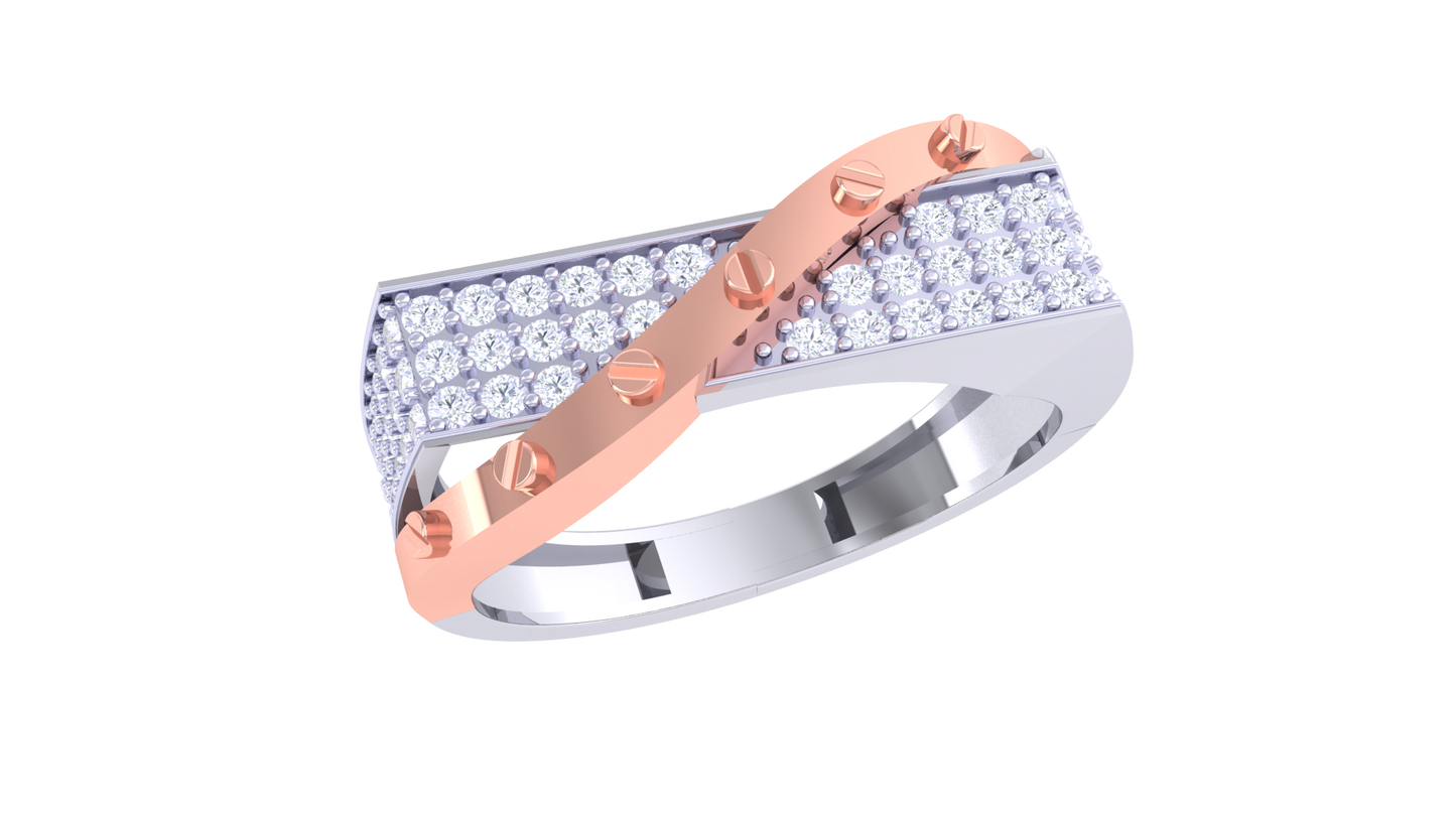 Lumière Crossover Brilliance – 0.55 Ct Round Diamond Gold Ring