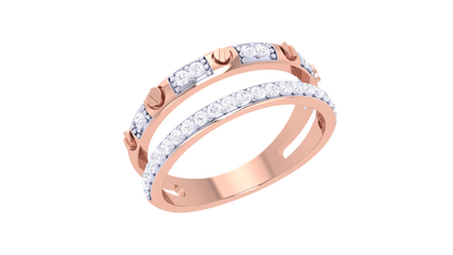 Lumiere Bolt Harmony Ring In Yellow Gold – 0.25 Ct Bezel Set Diamonds