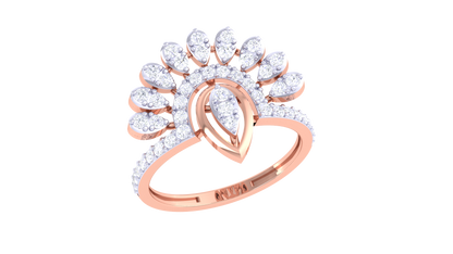 Iconique Regal Teardrop Fan Ring In Rose Gold  – 0.46 Ct Diamonds