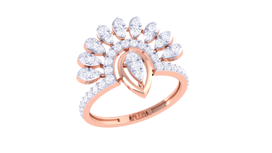 Iconique Regal Teardrop Fan Ring In Rose Gold  – 0.46 Ct Diamonds