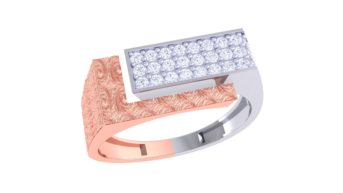 Iconique Modern Heirloom Rose Gold Ring – 0.43Ct Rectangular Pavé Diamonds