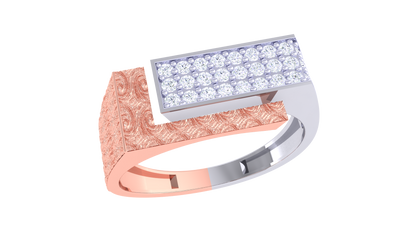 Iconique Modern Heirloom Rose Gold Ring – 0.43Ct Rectangular Pavé Diamonds