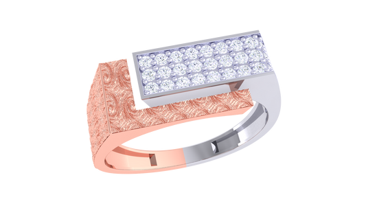 Iconique Modern Heirloom Rose Gold Ring – 0.43Ct Rectangular Pavé Diamonds