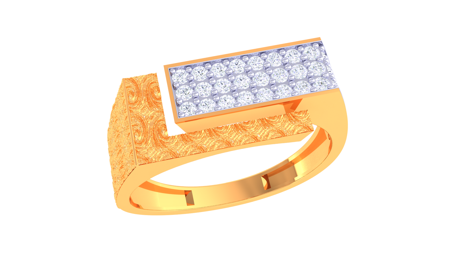 Iconique Modern Heirloom Rose Gold Ring – 0.43Ct Rectangular Pavé Diamonds