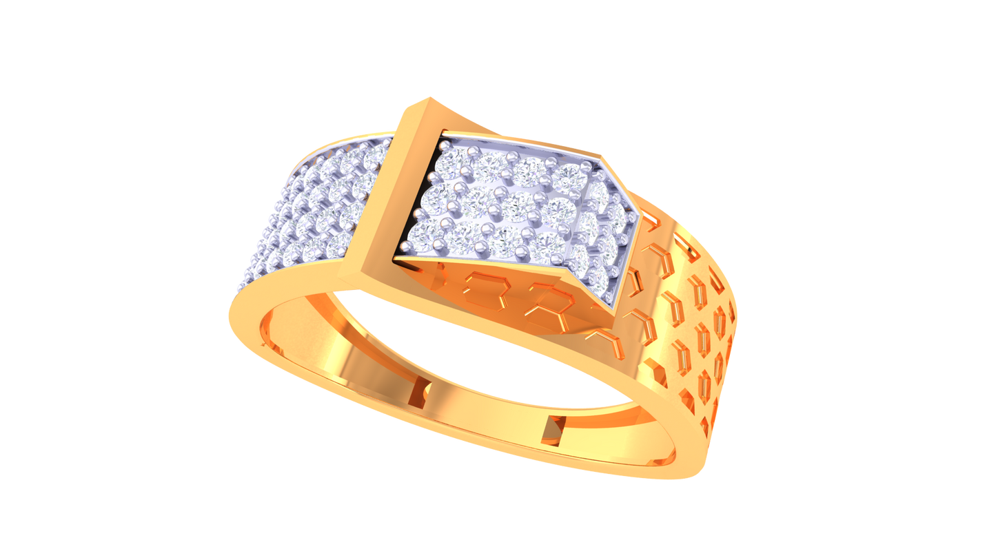 Lumière Ligne Forte – 0.48 Ct Round Diamond Gold Ring