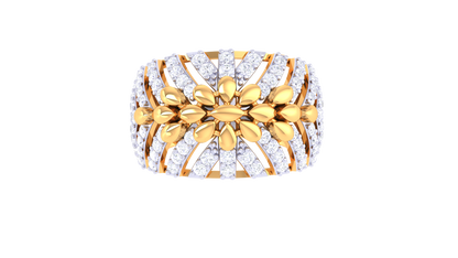 Lumiere Lattice Bloom Gold Ring – 0.74 Ct Round Cut Diamonds