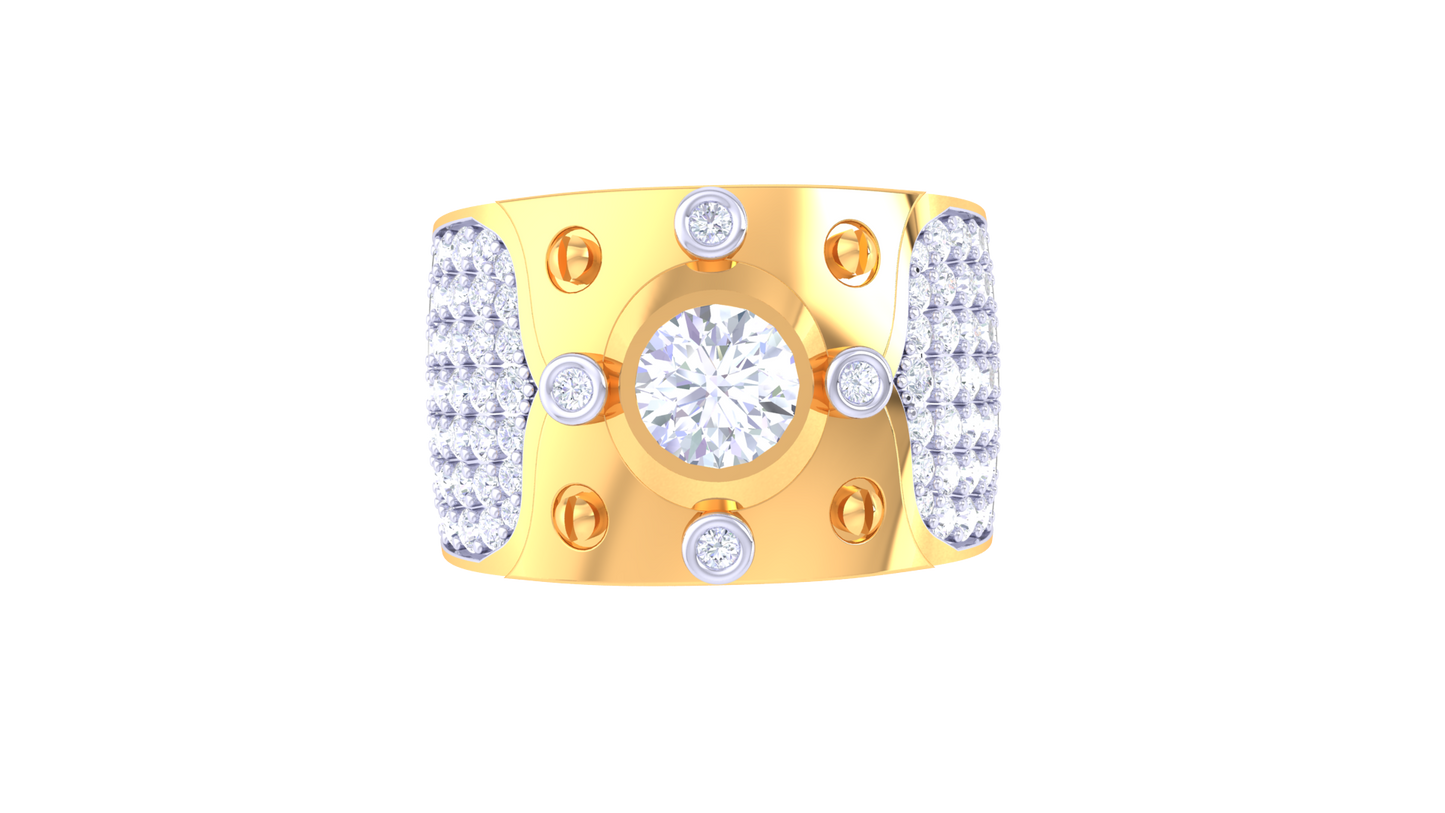Lumière Couronne Radieuse – 1.68 Ct Round Diamond Gold Ring