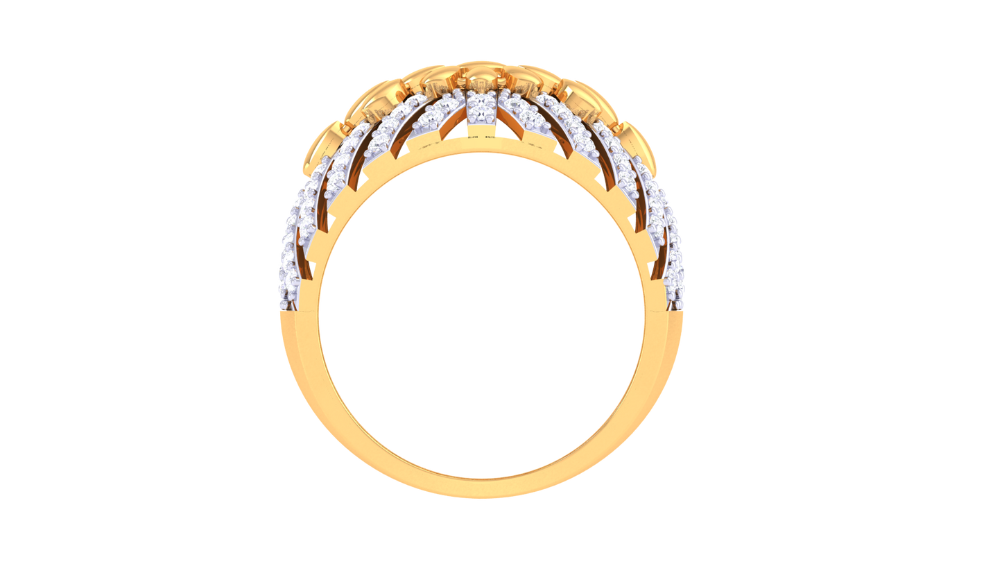 Lumiere Lattice Bloom Gold Ring – 0.74 Ct Round Cut Diamonds