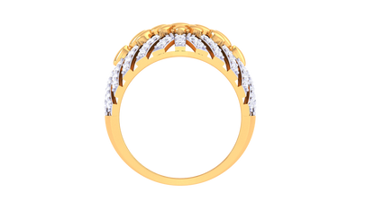 Lumiere Lattice Bloom Gold Ring – 0.74 Ct Round Cut Diamonds