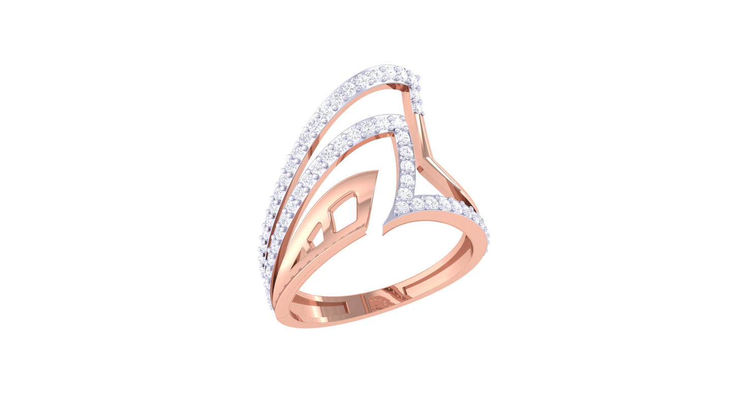 Lumiere Intersecting Grace Gold Ring  – 0.42 Ct Round Brilliant Cut Diamonds