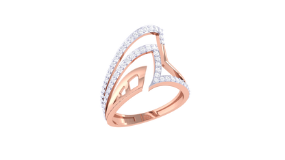 Lumiere Intersecting Grace Gold Ring  – 0.42 Ct Round Brilliant Cut Diamonds