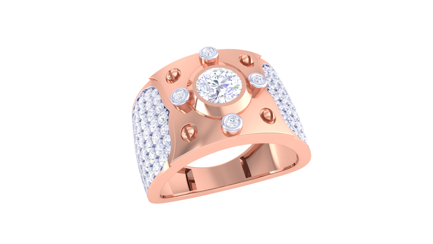 Lumière Couronne Radieuse – 1.68 Ct Round Diamond Gold Ring