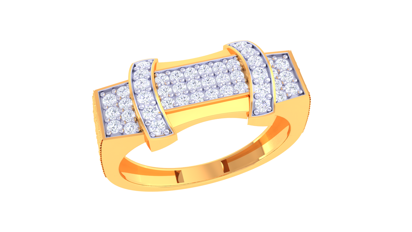 Éclat Mosaïque Signature Gold Ring – 0.40 Ct Round Diamond