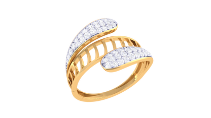 Lumiere Golden Lattice Ring - 0.35 Ct Rounded Brilliant Cut Diamond