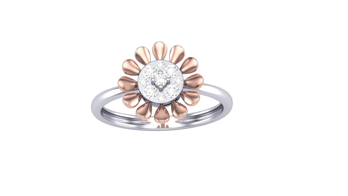 Éclat Fleuron Floral Cluster – 0.15 Ct Round Diamonds Gold Ring