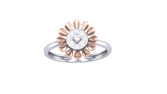Éclat Fleuron Floral Cluster – 0.15 Ct Round Diamonds Gold Ring