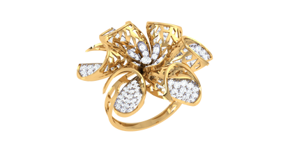 Iconique Floral Majesty Ring In Gold – 1.08 Ct Brilliant Cut Diamonds