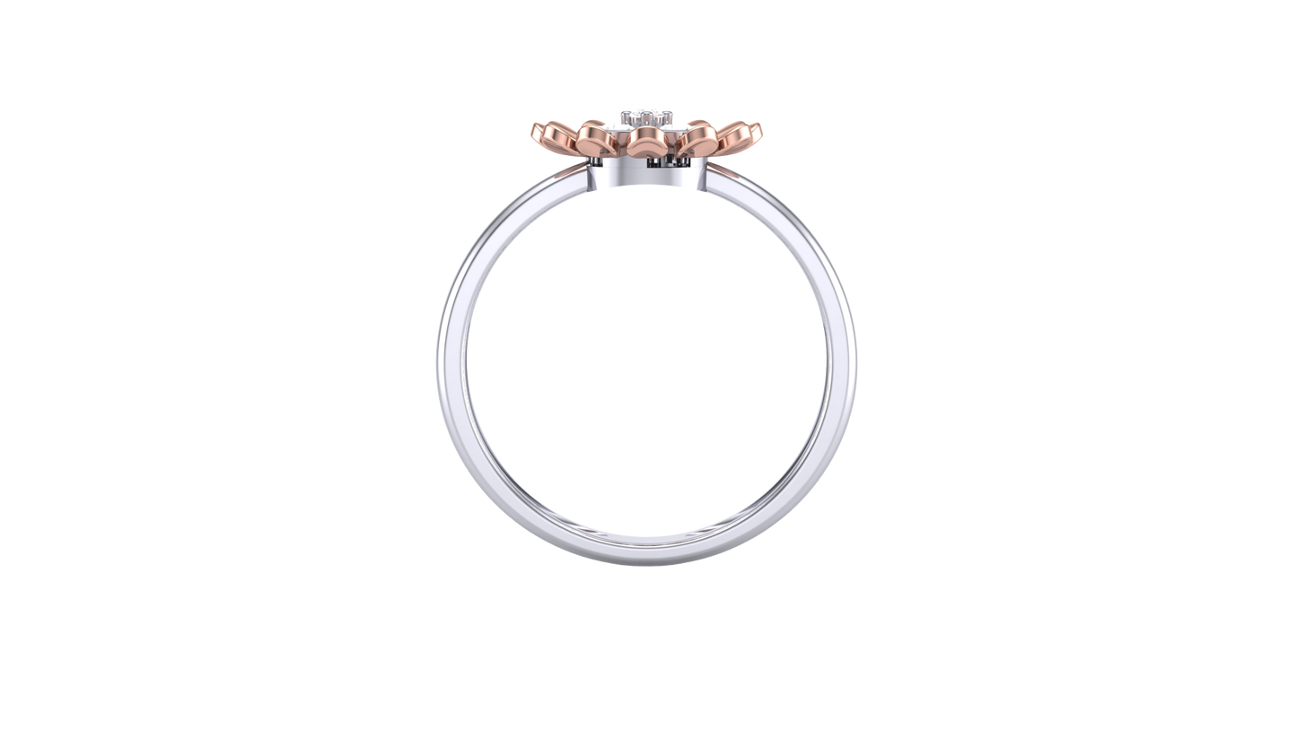 Éclat Fleuron Floral Cluster – 0.15 Ct Round Diamonds Gold Ring