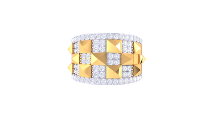 Trilune Grille Céleste – 0.99 Ct Round Diamond Gold Ring