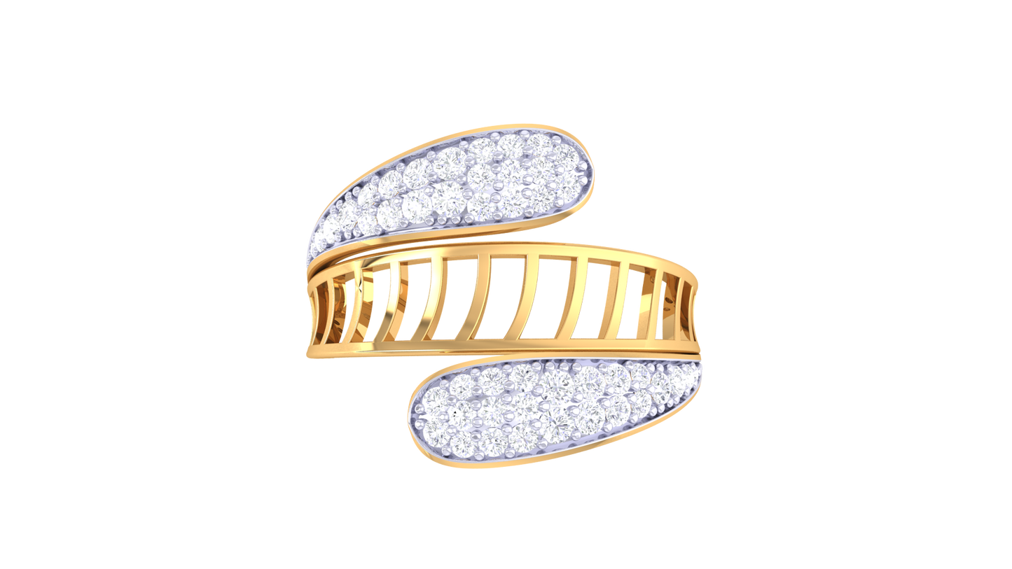 Lumiere Golden Lattice Ring - 0.35 Ct Rounded Brilliant Cut Diamond