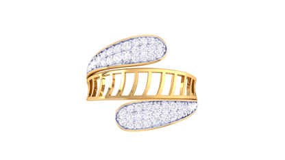 Lumiere Golden Lattice Ring - 0.35 Ct Rounded Brilliant Cut Diamond