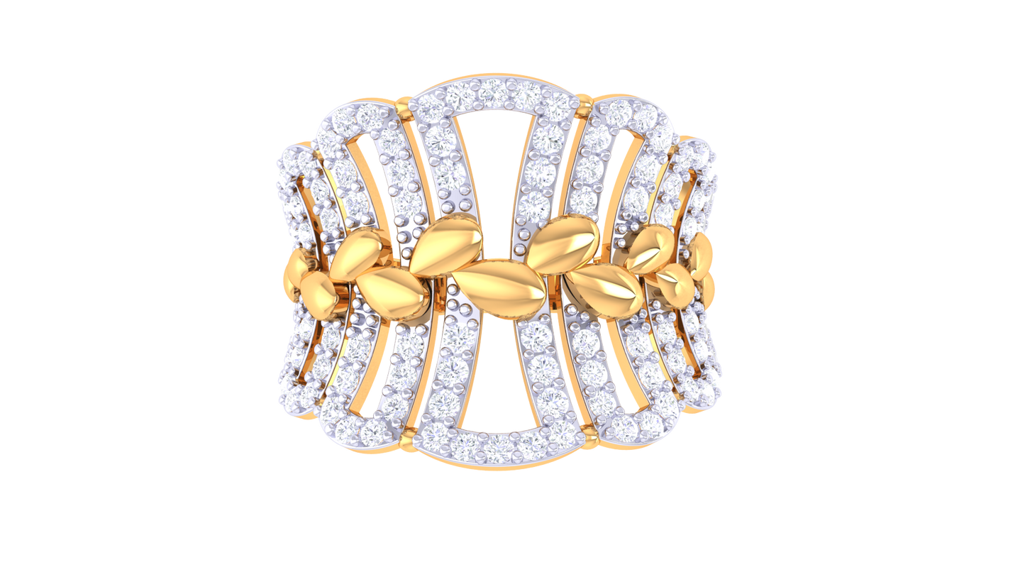 Lumiere Golden Lattice Ring – 0.72 Ct Brilliance Cut Diamonds