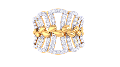 Lumiere Golden Lattice Ring – 0.72 Ct Brilliance Cut Diamonds