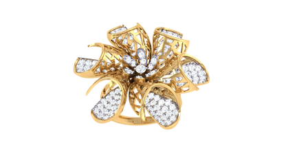 Iconique Floral Majesty Ring In Gold – 1.08 Ct Brilliant Cut Diamonds