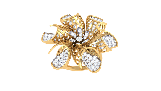 Iconique Floral Majesty Ring In Gold – 1.08 Ct Brilliant Cut Diamonds