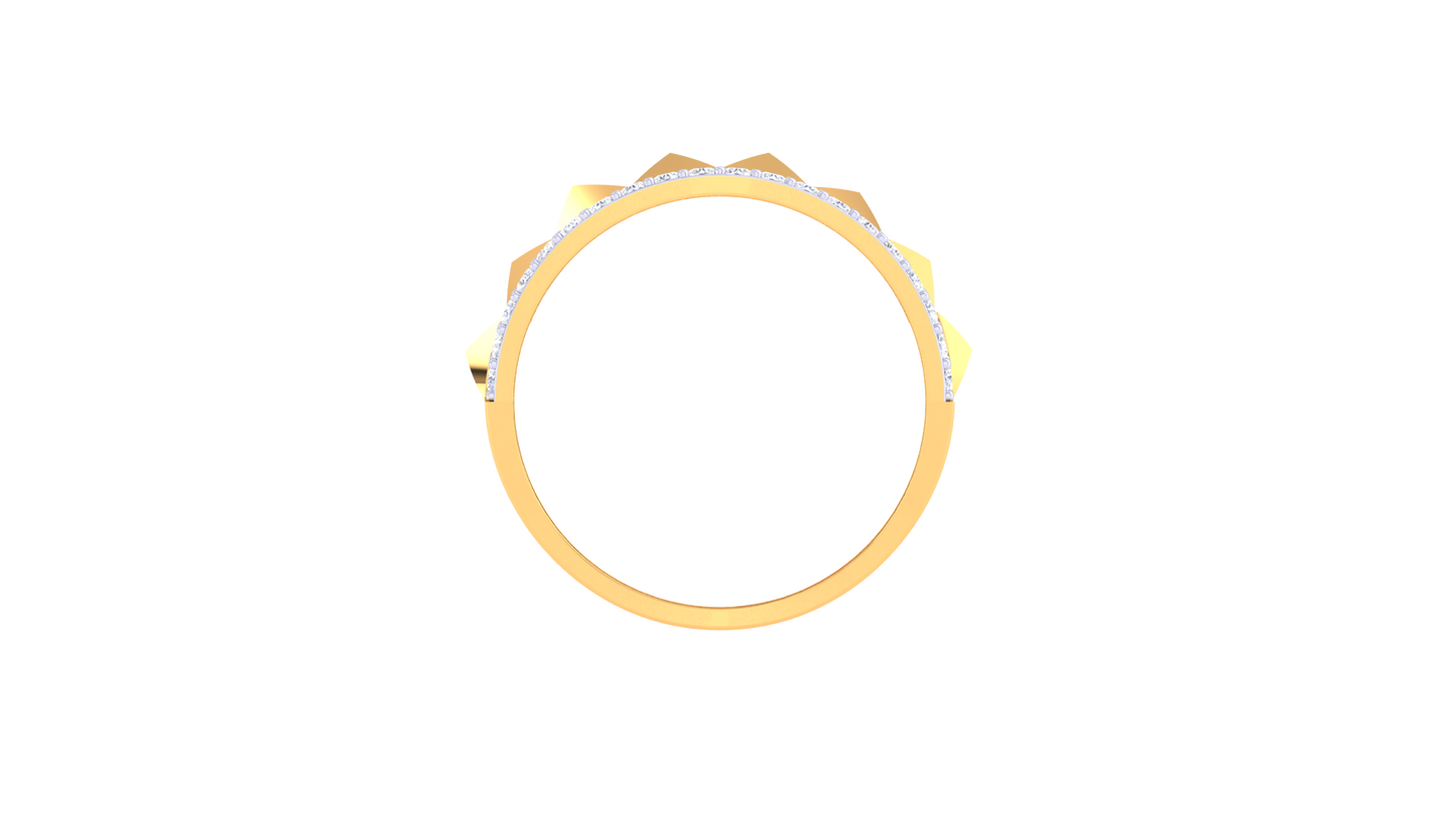 Trilune Grille Céleste – 0.99 Ct Round Diamond Gold Ring