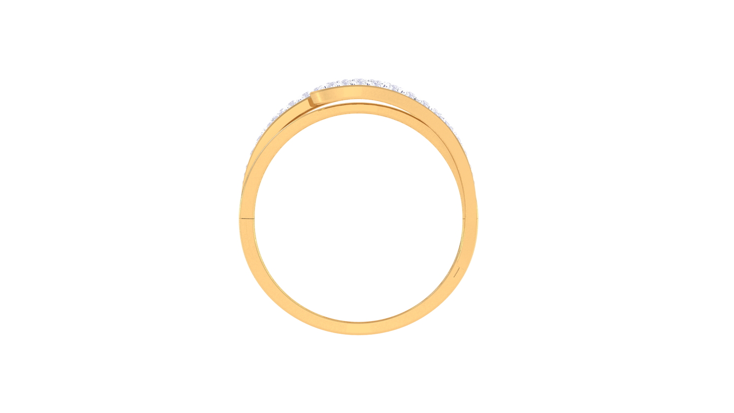 Lumiere Golden Lattice Ring - 0.35 Ct Rounded Brilliant Cut Diamond