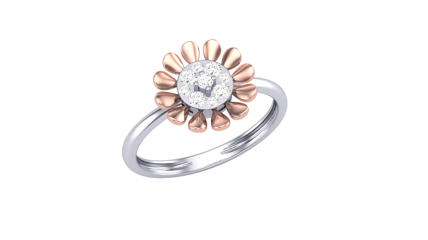 Éclat Fleuron Floral Cluster – 0.15 Ct Round Diamonds Gold Ring