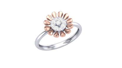 Éclat Fleuron Floral Cluster – 0.15 Ct Round Diamonds Gold Ring