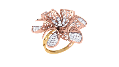 Iconique Floral Majesty Ring In Gold – 1.08 Ct Brilliant Cut Diamonds