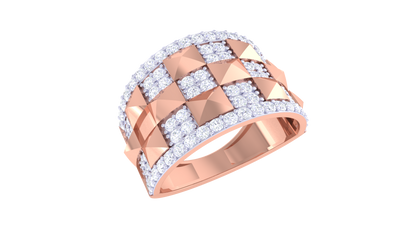 Trilune Grille Céleste – 0.99 Ct Round Diamond Gold Ring