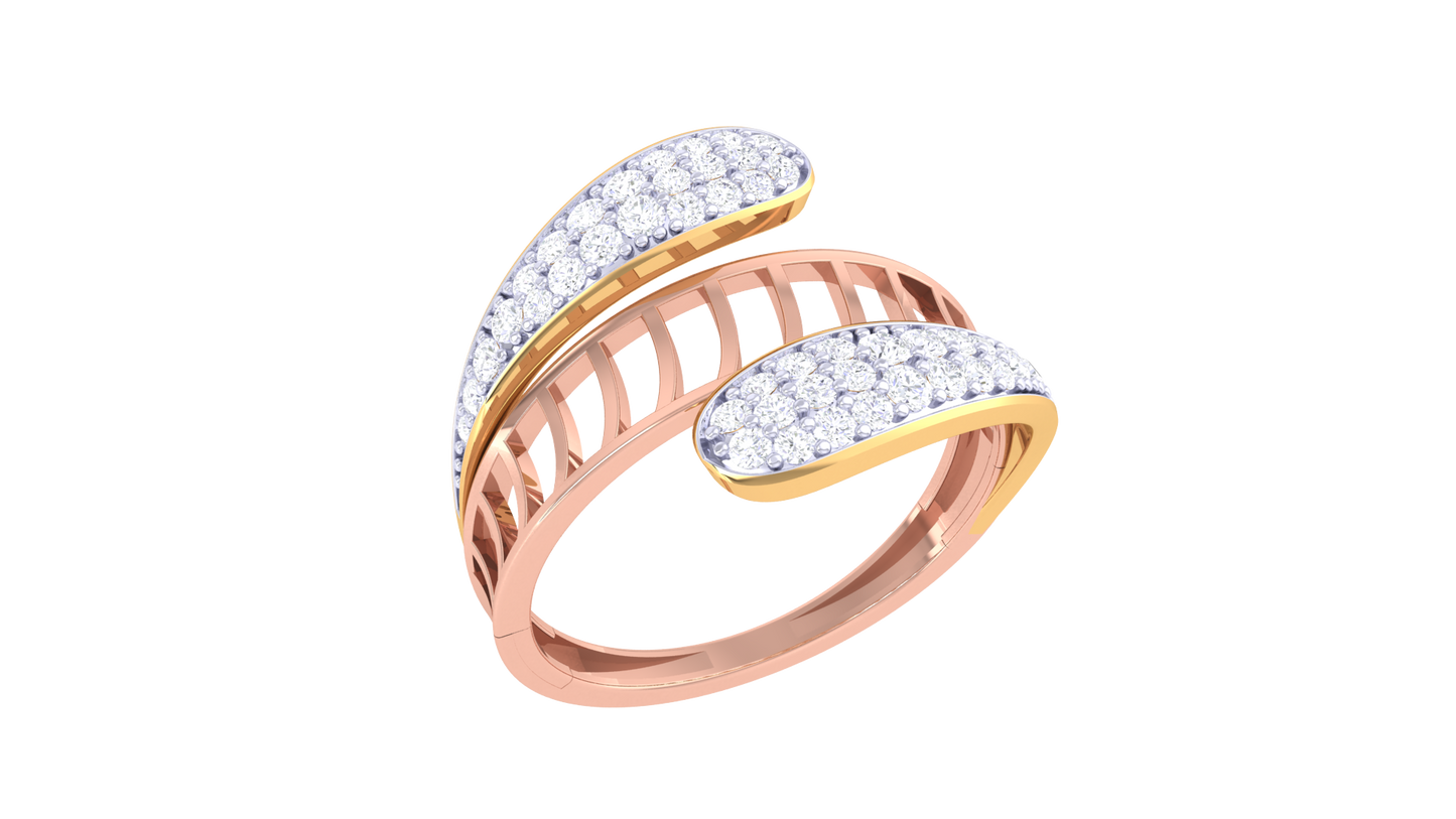 Lumiere Golden Lattice Ring - 0.35 Ct Rounded Brilliant Cut Diamond