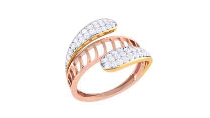 Lumiere Golden Lattice Ring - 0.35 Ct Rounded Brilliant Cut Diamond