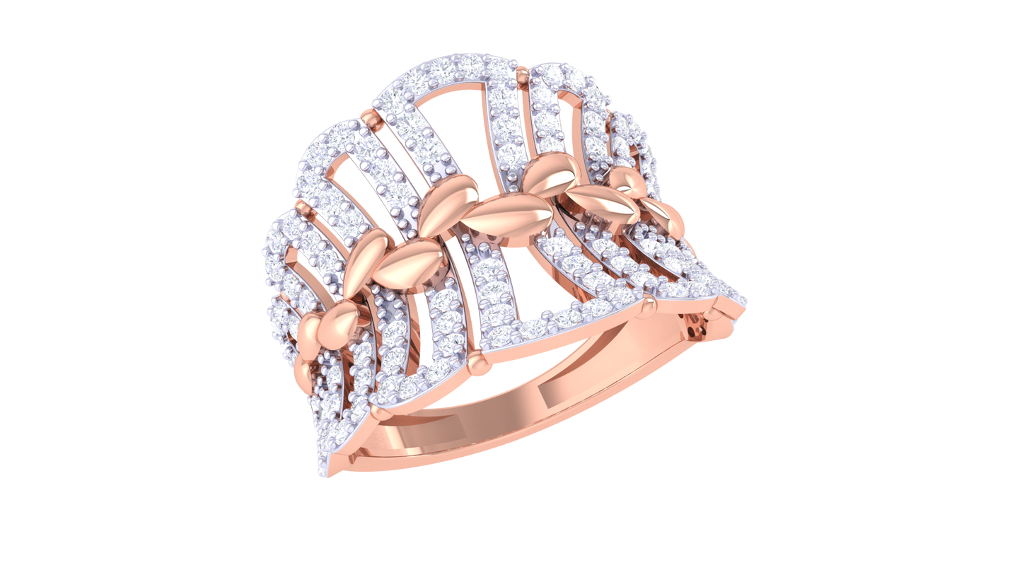 Lumiere Golden Lattice Ring – 0.72 Ct Brilliance Cut Diamonds