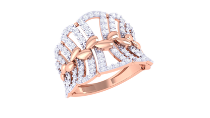 Lumiere Golden Lattice Ring – 0.72 Ct Brilliance Cut Diamonds