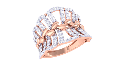 Lumiere Golden Lattice Ring – 0.72 Ct Brilliance Cut Diamonds