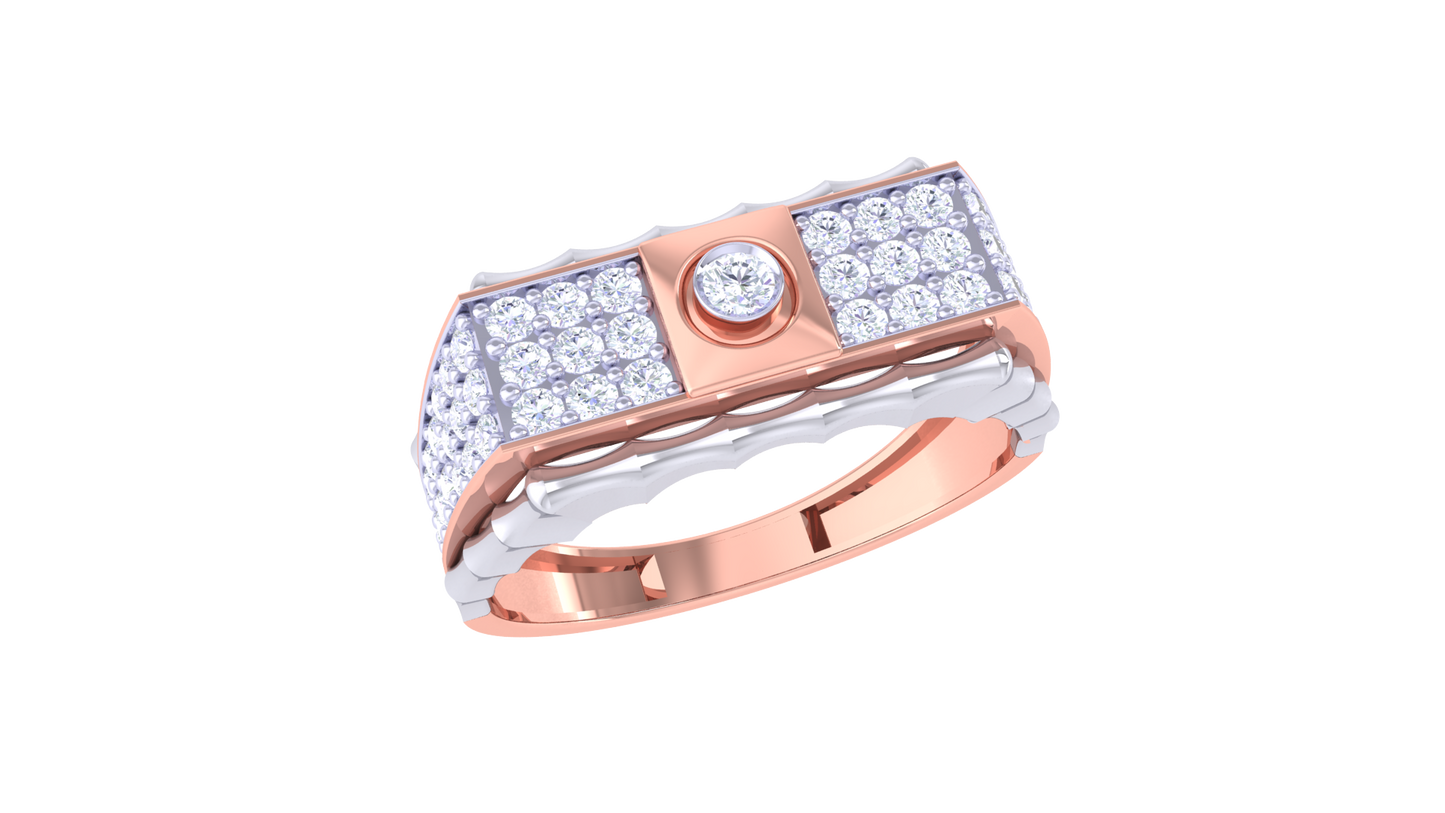 Éclat Mosaïque Signature Rose Gold Rind – 0.63 Ct Round & Square Diamonds