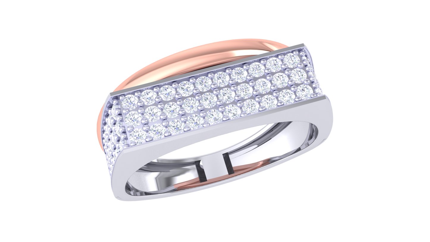 Iconique Linear Brilliance Band – 0.74ct Pavé Diamond Gold Ring