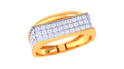 Iconique Linear Brilliance Band – 0.74ct Pavé Diamond Gold Ring