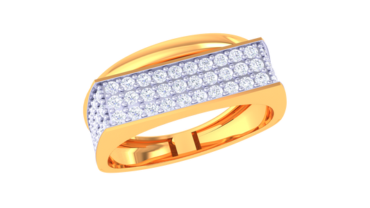 Iconique Linear Brilliance Band – 0.74ct Pavé Diamond Gold Ring